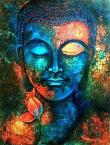 Diamond Painting Boeddha Gezicht Kleurrijk met Ronde steentjes 100x80cm - Beste Kwaliteit